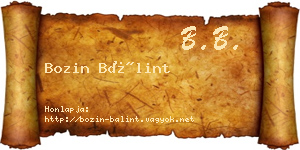 Bozin Bálint névjegykártya
